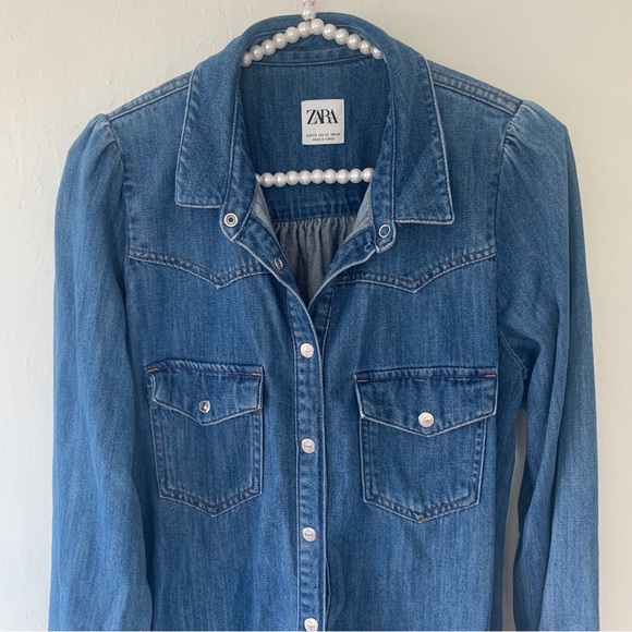 Zara Snap Button Denim Dress - Picture 6 of 12